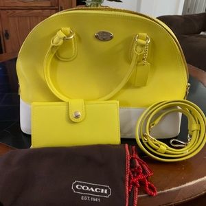 New Yellow Leather Purse with matching wallet.